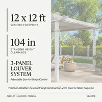 144"L X 144"W X 104"H Vinyl Camelot Louvered Pergola, White, VA42070 — Results & Stats
