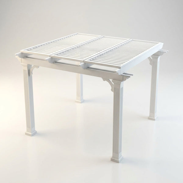 144"L X 144"W X 104"H Vinyl Camelot Louvered Pergola, White, VA42070 — Studio Shot
