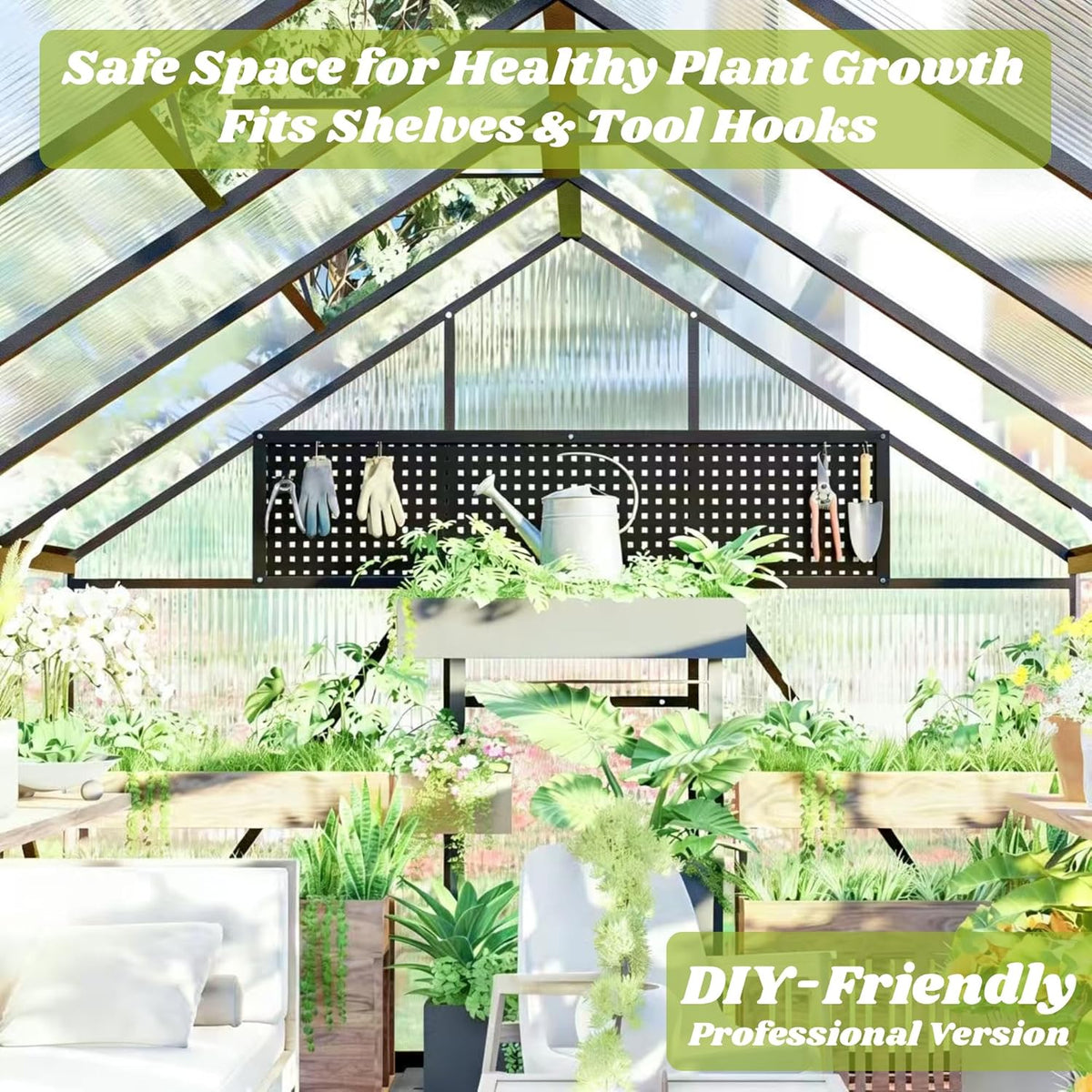 8 X 10 FT Outdoor Polycarbonate Greenhouse, Charcoal Black | Large Walk-In Interior, Reinforced Aluminum Frame, Double-Wall PC Panels, Two Roof Vents and Rain Gutters Help Plants Thrive