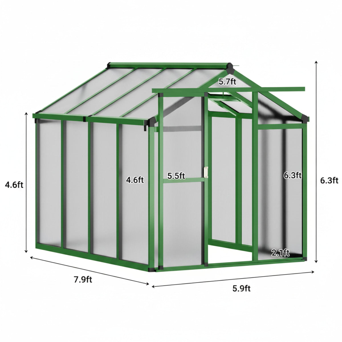 Greenhouse, 6X8 FT Greenhouse for Outdoors, Walk-In Green House with Ground Nails and Vent Windows, Sliding Lockable Door, Polycarbonate Greenhouses for outside Garden Backyard, Quick Setup, Green