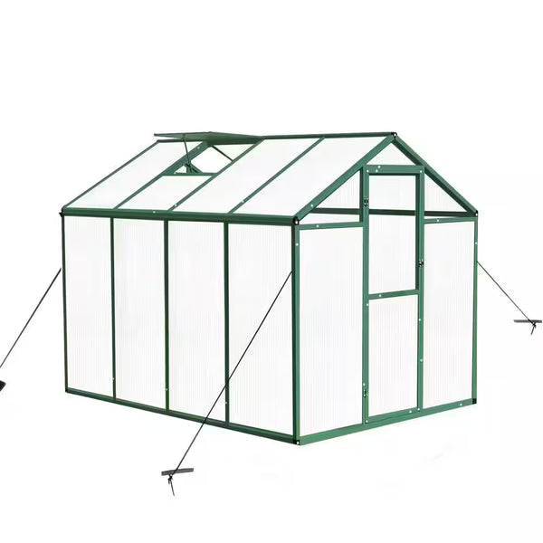 72.83 In. W X 97 In. D X 86.42 In. H Polycarbonate Raised Base and Anchor Aluminum Heavy Duty Walk-In Greenhouse