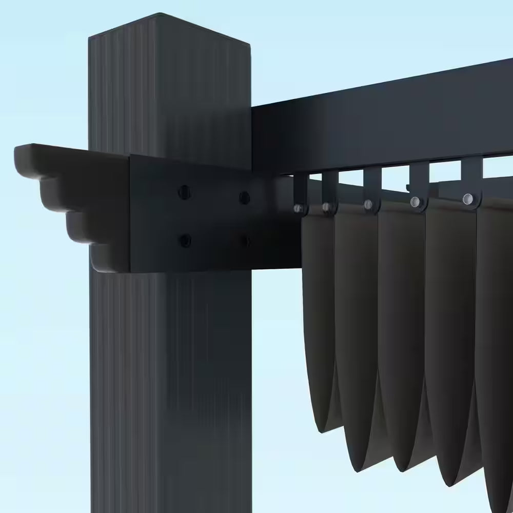 13 Ft. X 10 Ft. Aluminum Outdoor Patio Pergola with Retractable Canopy in Dark Gray