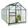 6Ft.X 10Ft.X 7Ft. Walk-In Polycarbonate Greenhouses for Gardening Plants with Vent Sliding Door Drainage PC Panel, Green
