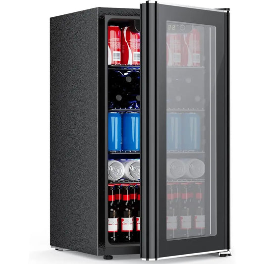 Compact 26-Bottle Wine Cooler & 130-Can Beverage Fridge with 40-61°F Temperature Control, Black